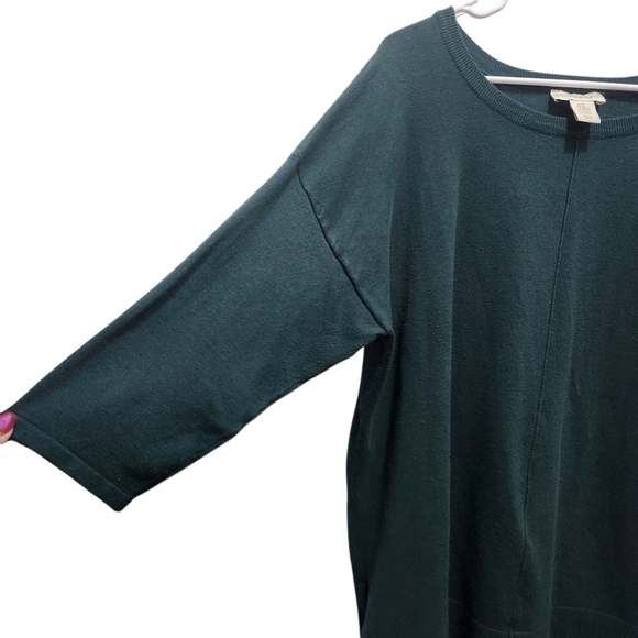 CYNTHIA ROWLEY Dark Green 3/4 Sleeve Sweater Sweatshirt Soft Fall Plus 3X - Picture 3 of 6